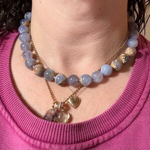 NWOT Natural Round Chalcedony Beaded Necklace